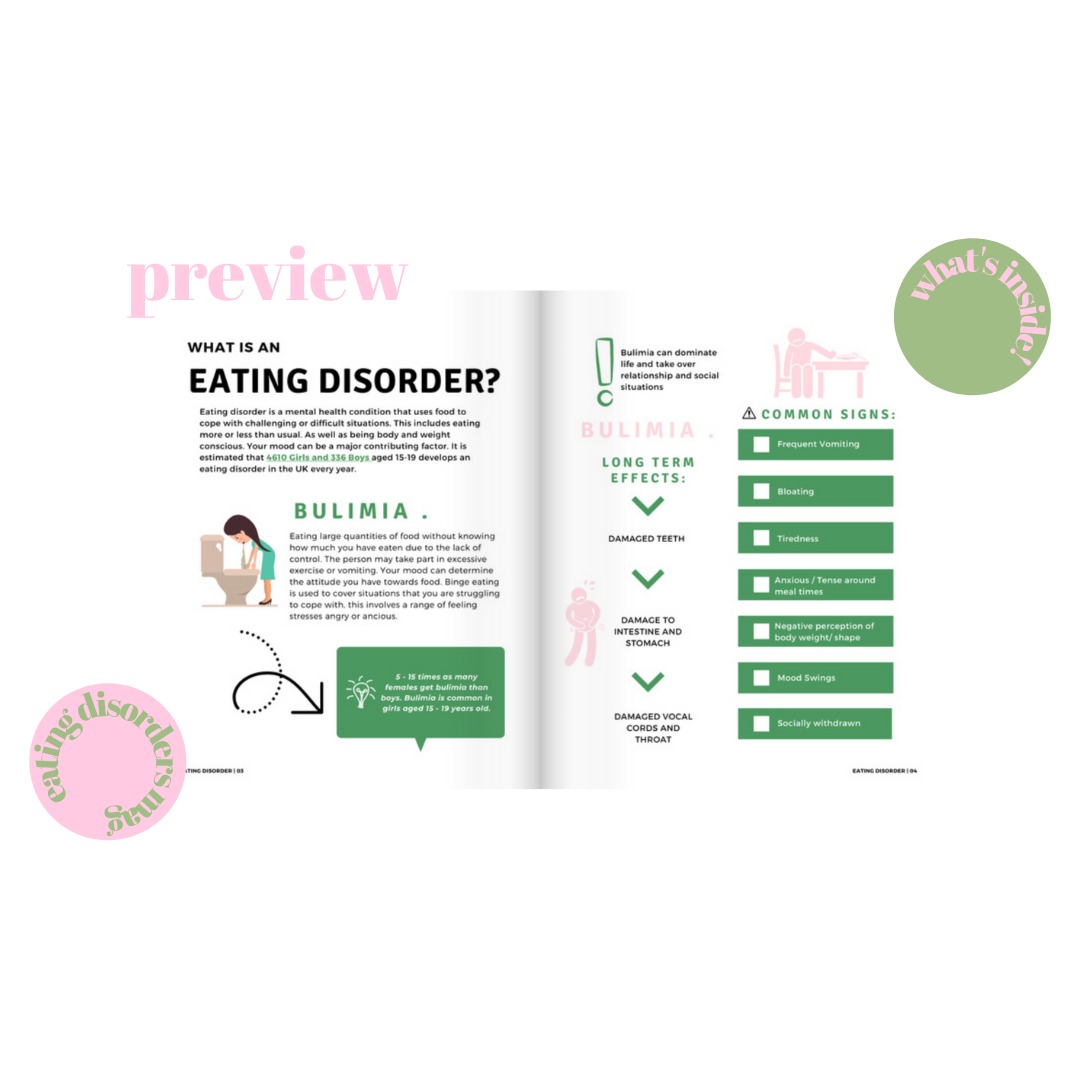 My Tea booklet preview — eating disorder information spread